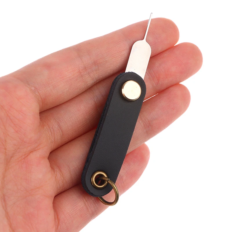 1 Pc Portable Eject Sim Card Vassoio Open Pin Ago Tool Pu Leather 360 ° Rotary Per Telefono Cellulare Universale Per Iphone12/Samsung