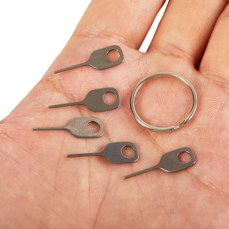 5Pcs Anti-Lost Sim Card Removal Needle 5Pcs Sim Card Pin + 1 Ring Key Tool Perno Di Espulsione Del Telefono Vassoio Della Scheda Sim Pin Di Espulsione