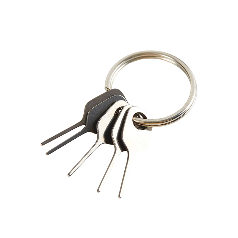 Nuovo Anti-Perso Sim Card Removal Needle 5Pcs Sim Card Pin + 1 Ring Key Tool Phone Ejighting Pin Sim Card Tray Ejection Pin Portachiavi