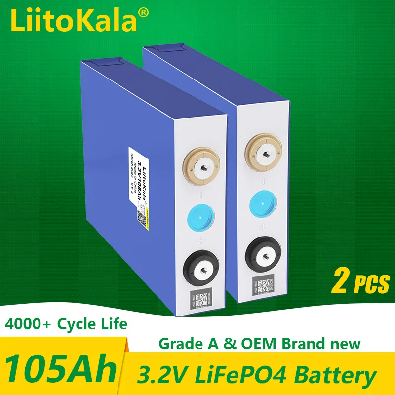 1-2Pcs Liitokala 3.2V 105Ah Lifepo4 Batteria Ricaricabile Per 12V 24V 48V E- Vehicle Ev Rv Solar Storage Golf Cart Inverter Fai Da Te