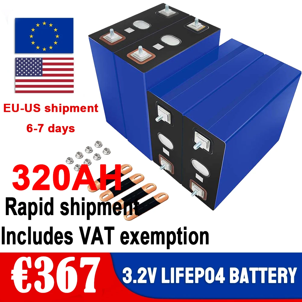 Eve 3.2V 280Ah 310Ah 320Ah Lifepo4 Pacco Batteria Grado A Litio Ferro Fosfato Celle Per Fai Da Te Solare Rv 48V Batterie Ricaricabili