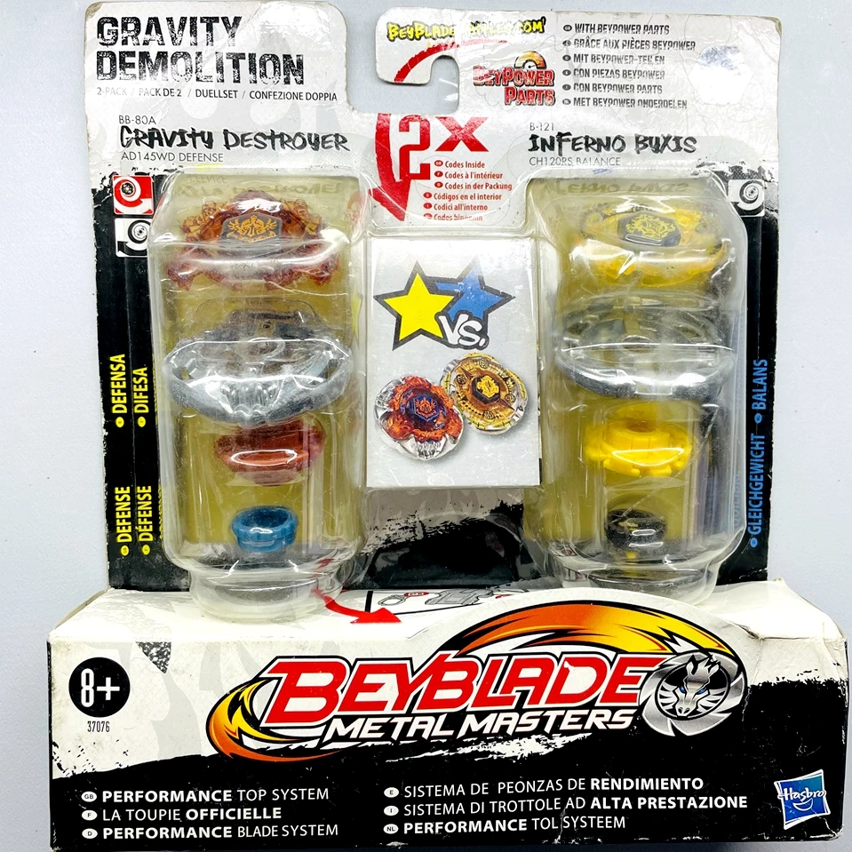 Beyblade Metal Masters 2-Pack Gravity Destroyer Bb-80A Inferno Byxis B-121C
