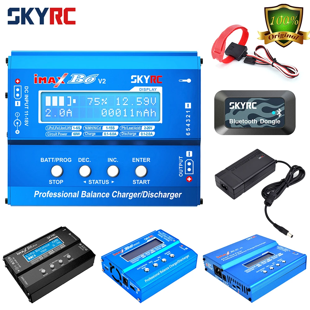 Skyrc Lipo Charger Imax B6 Evo B6 V2 B6 Mini B6Ac V2 Balance Caricabatteria Scaricatore Con Adattatore Sensore Di Temperatura 6A 1-6S