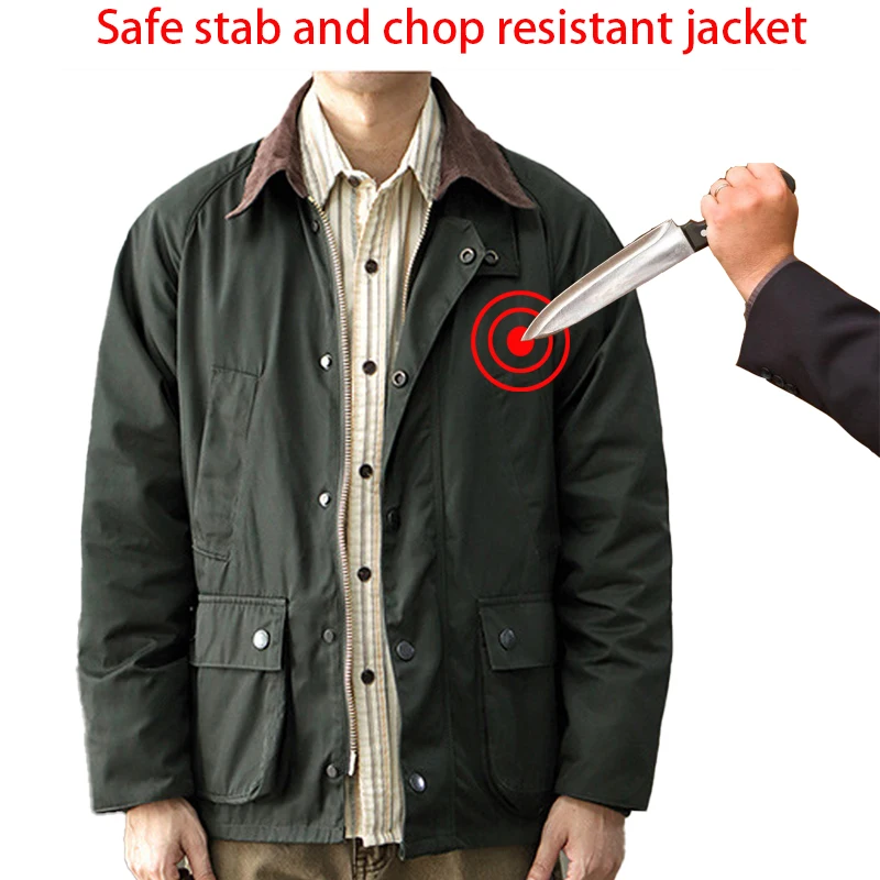 2024 Workwear Oil Wax Jacket Uomo Anti Piercing Anti Taglio Retro Velluto A Coste Risvolto Polizia Fbi Invisibile Abbigliamento Di Sicurezza Flessibil