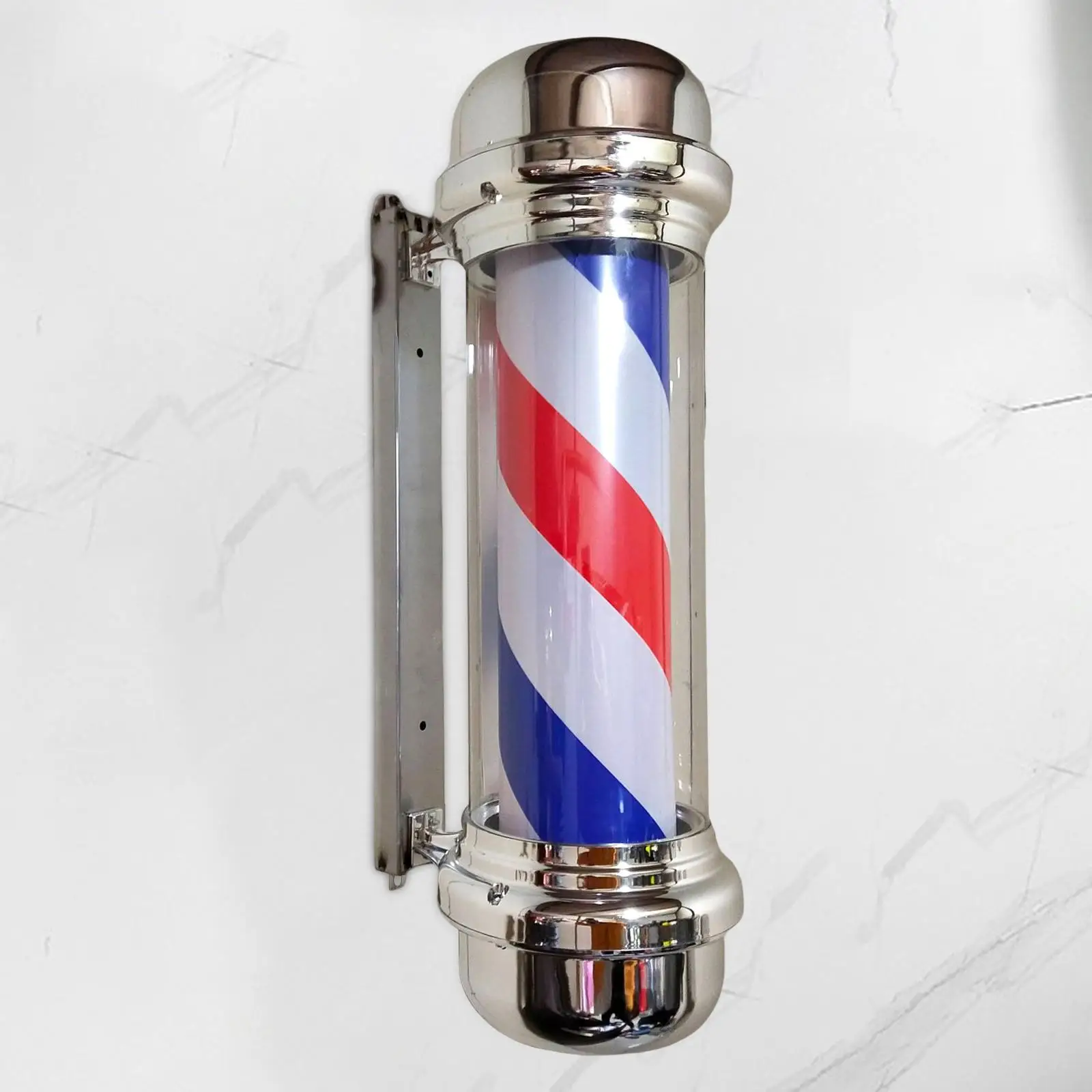 Barber Pole Light Led Strips Light Antipioggia Montaggio A Parete Barber Shop Pole Led Rosso Blu Lampada Da Parete Rotante Per Parrucchiere All'Aperto