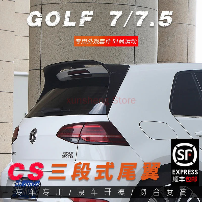 Glossy Black Clubsport Style Carbon Fiber Cs Style Rear Roof Spoiler For Volkswagen Golf 7/7.5  Gti R 2014-2020 (Gti Only)