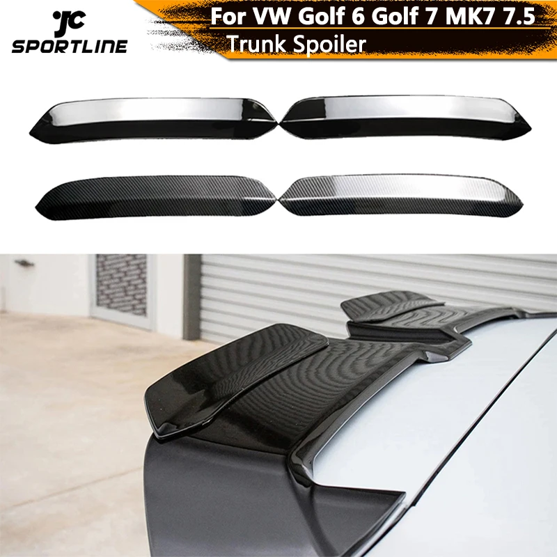 Abs Carbon Look Roof Spoiler Extension Flaps Per O Style Roof Wing Spoiler Per Vw Polo Golf 6 Golf 7 Mk7 7.5 R Gti Nero Lucido