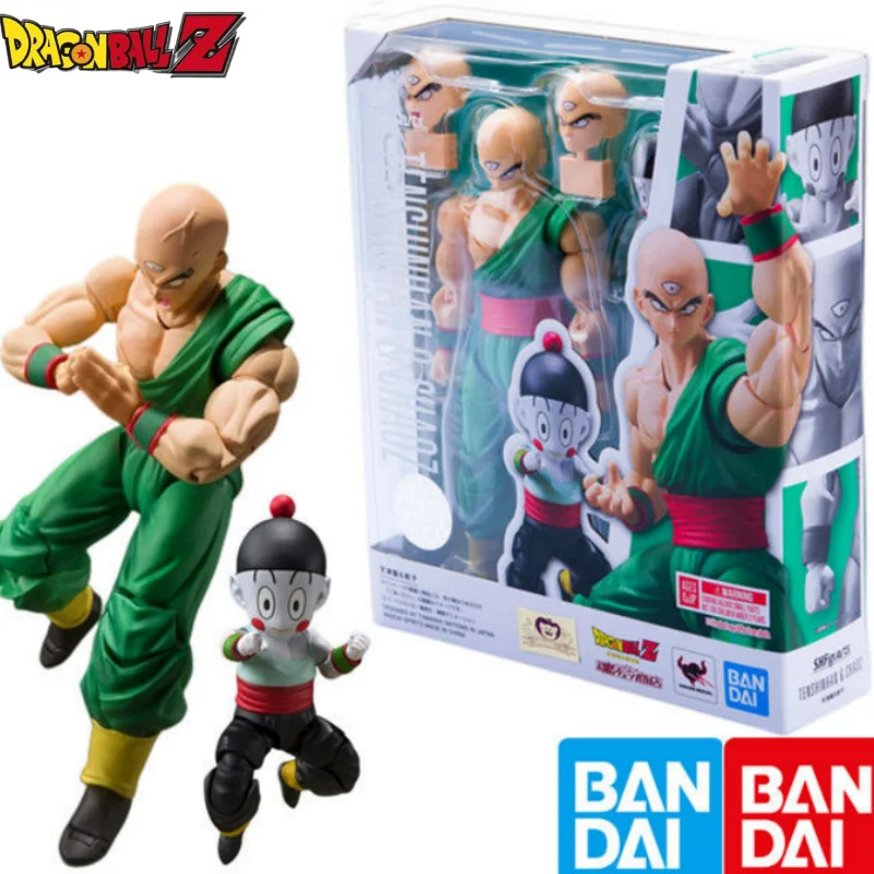Bandai Original Dragon Ball Z Shfigurart Tien Shinhan Chiaotzu Action Figures 2Nd Edition Pvc Anime Figurine Collection Model Toy