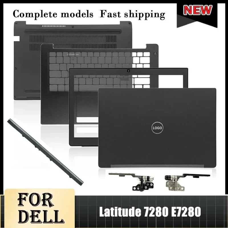 Nuovo Per Dell Latitude 7280 E7280 Laptop Lcd Cover Posteriore Lunetta Anteriore Cerniere Palmrest Fondo Caso Non Touch Nero Latitude 7280 12"