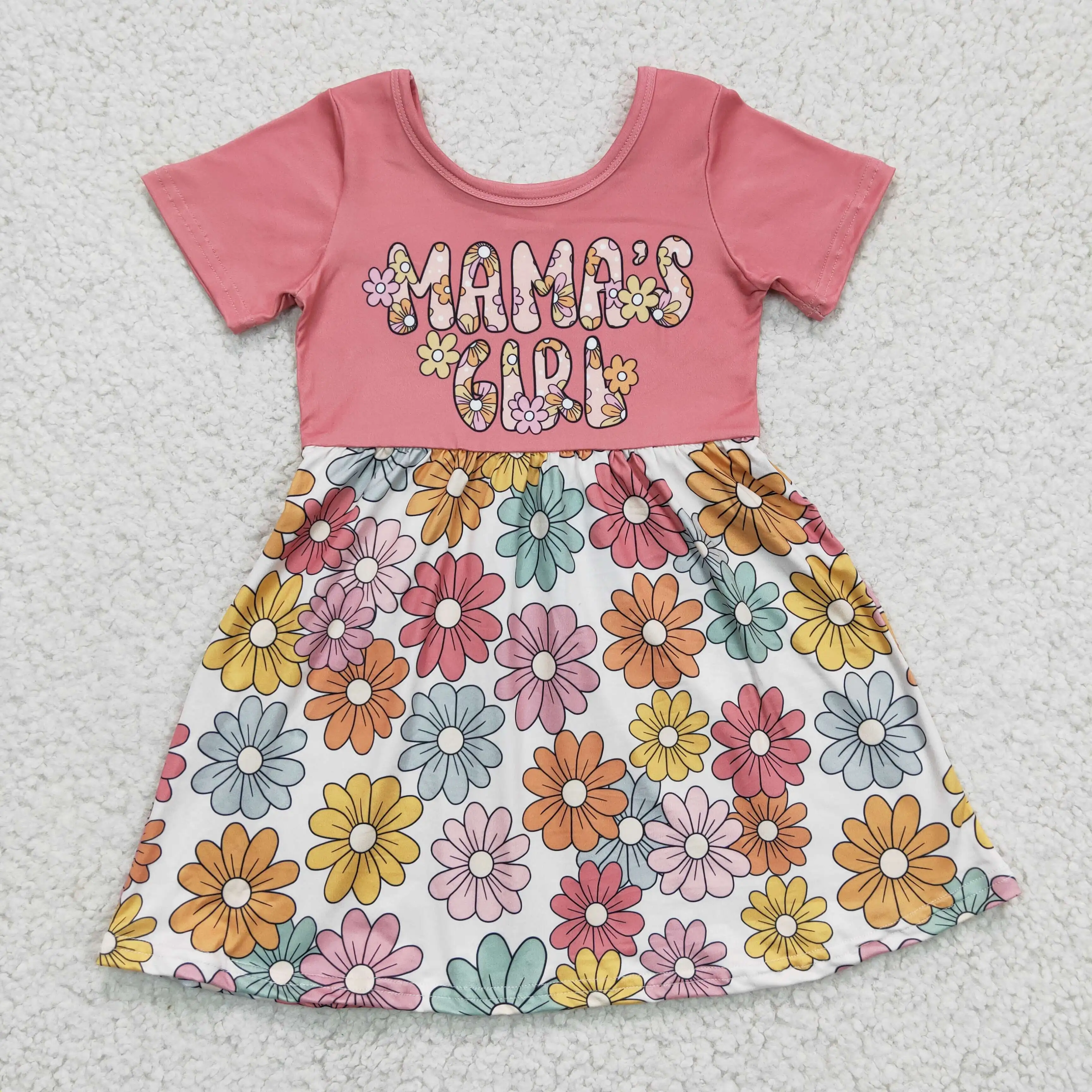 Gsd0183 Ragazza Mama Ragazza Manica Corta Fiori Modello Twirl Vestito Per L'Estate