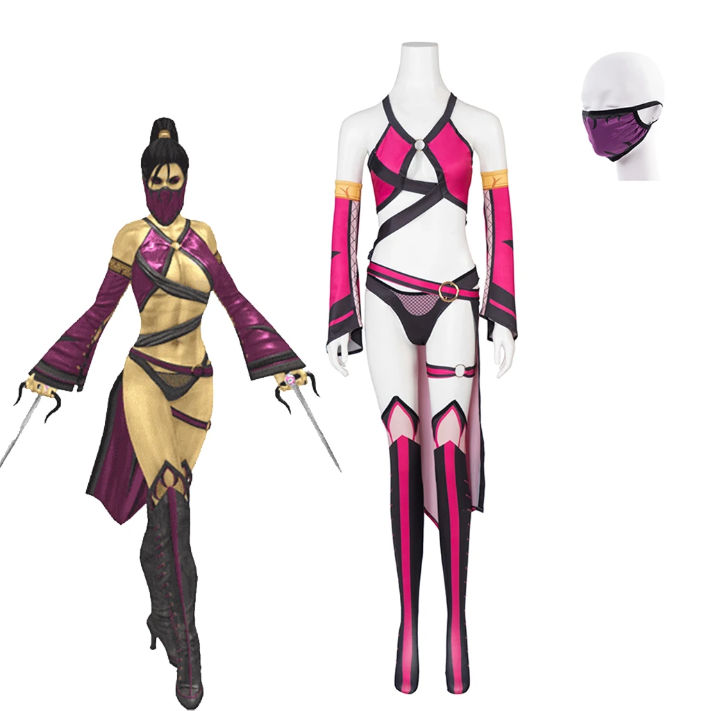Gioco Mortal Kombat 9 Mileena Costume Cosplay Sexy Purple Outfit Mileena Battle Suit Set Completo Donna Halloween Mileena Set