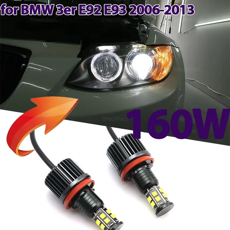 160W Bianco Senza Errori Led Angel Eyes Marker Lights Lampadine Bianche Per Bmw Serie 3 E92 E93 2006-2013 Accessori