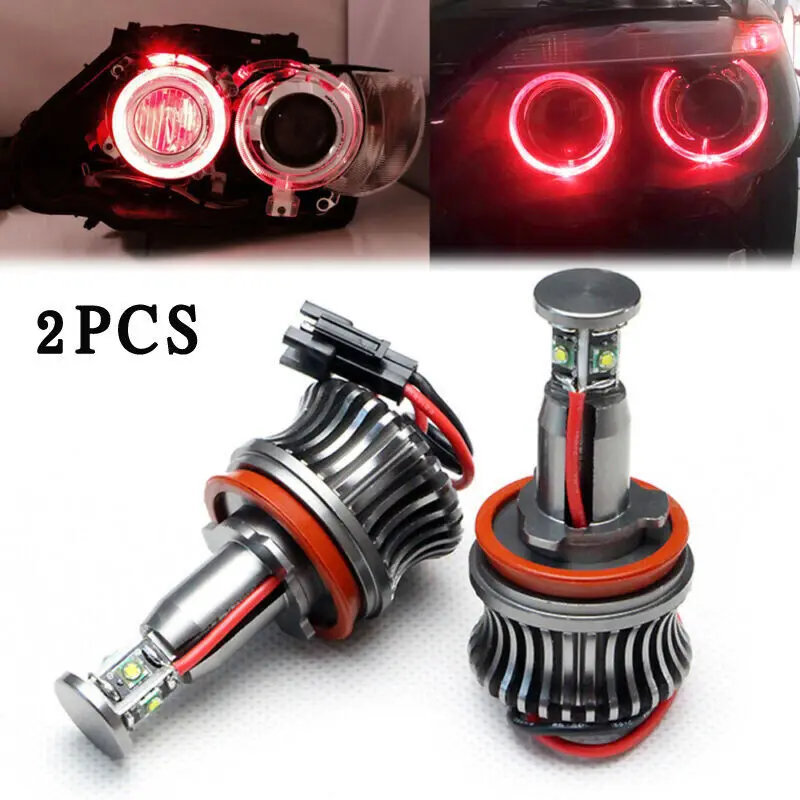 H8 Led Marker Red Angel Eye Light Headlight Bulb 1 Pair For Bmw E60 E87/E91/E93 Red
