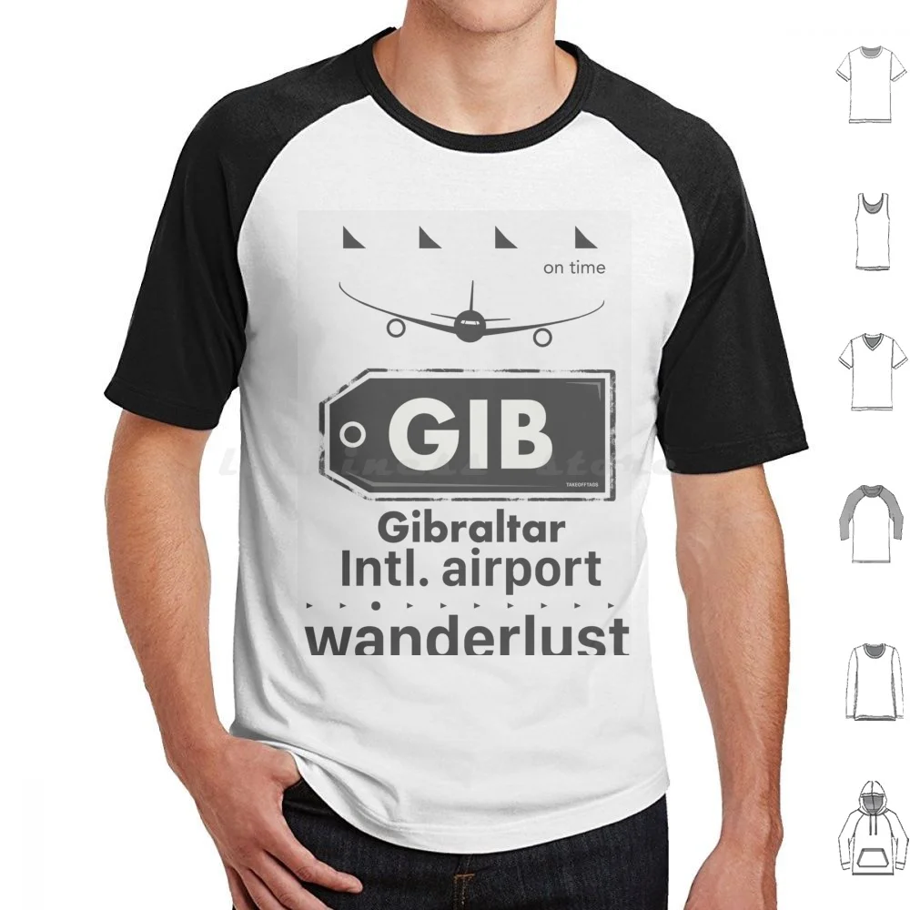 Gib Gibraltar Airpot T Shirt Big Size 100% Cotone Gibraltar Portogallo Aeroporti Aeroporto Viaggio Destinazione Viaggiatore Viaggiare