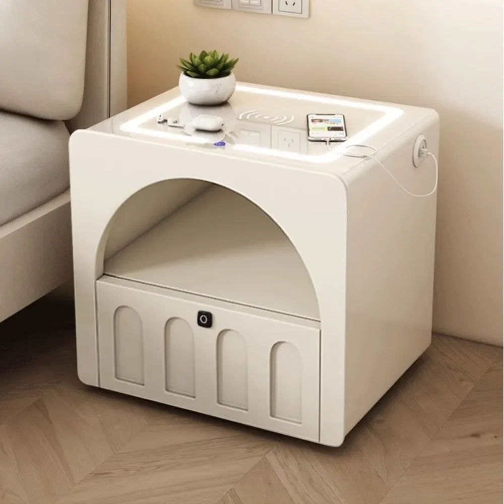 Comodini Angolari Per Camera Da Letto Cassetti Moderni Bianchi Con Serratura Per Impronte Digitali Comodino Caricabatterie Wireless Szafka Nocna Decor