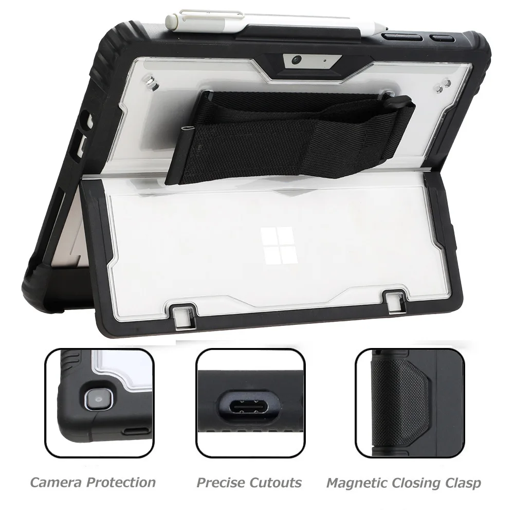 For Microsoft Surface Go Protective Case With Pen Slot Tri-Fold Bracket Cover For Surface Go 3 Back Cover Anti-Fall Tablet Shell