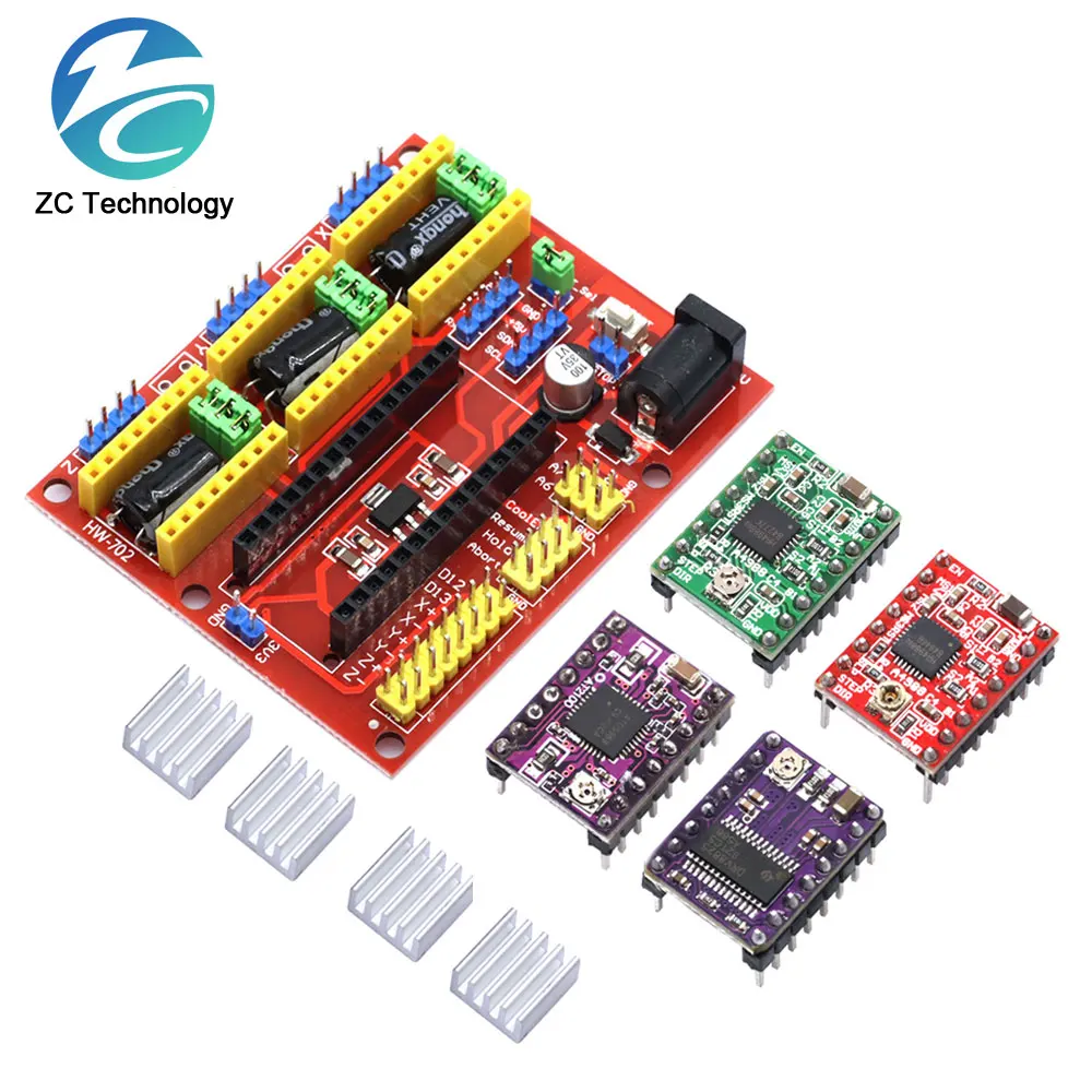 Cnc Shield V4 Macchina Per Incidere/Stampante 3D/+ 3 Pz A4988 / Drv8825 / At2100 Driver Motore Passo-Passo Per Arduino