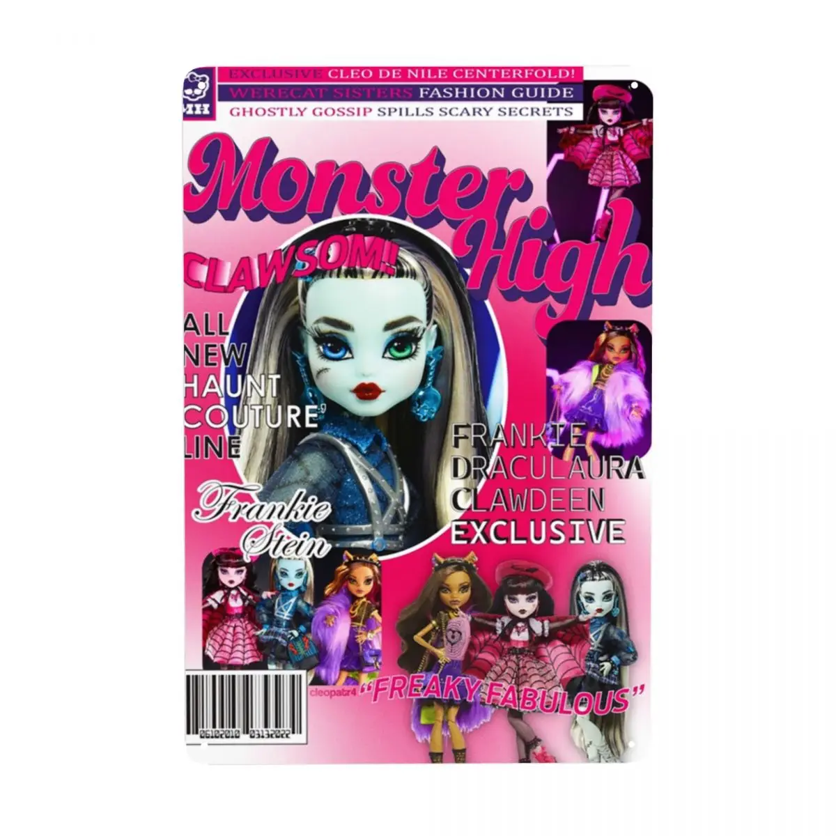 Draculaura Monster High Magazine Sign Custom Animated Tv Movies Targhe In Metallo Per Office Store Pub Club Man Cave Bar Wall Decor