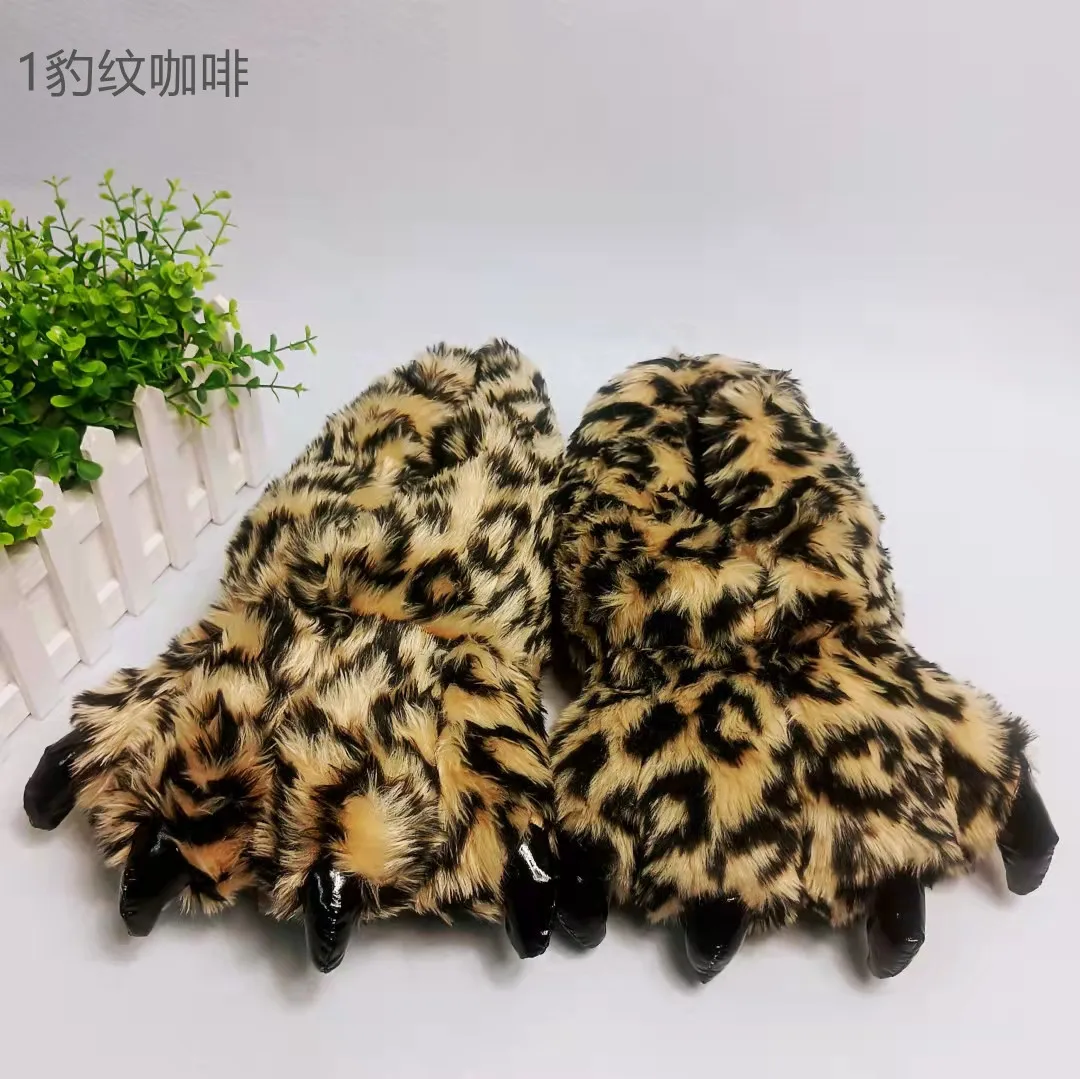 Unisex Animals Claw Furry Shipper Donna Uomo Funny Creative Home Cotton Slides Dinosaur Paw Warm Plush Floor Shoes Comoda Pantofola