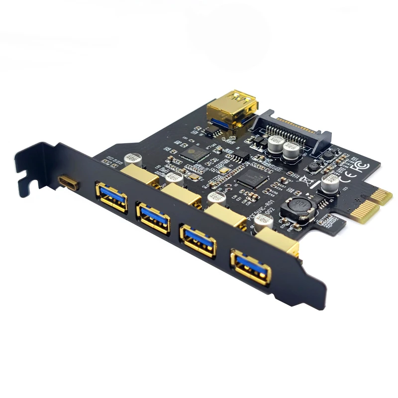 Scheda Di Espansione Usb Pcie Pci Express Da X1 A Usb Tipo C + 4 Porte Usb3.0 Esterno + 1 Porta Scheda Usb3.0 Interna Pci-E Usb 3.2 Riser