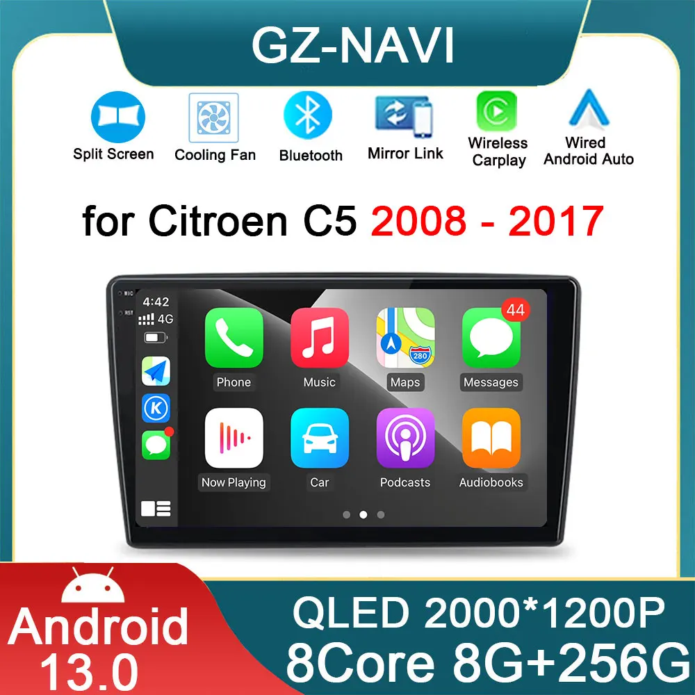 Android13 Autoradio Per Citroen C5 2008 2009 2010 2011-2017 Autoradio Lettore Multimediale Touch Screen Car Stereo Wireless Carplay