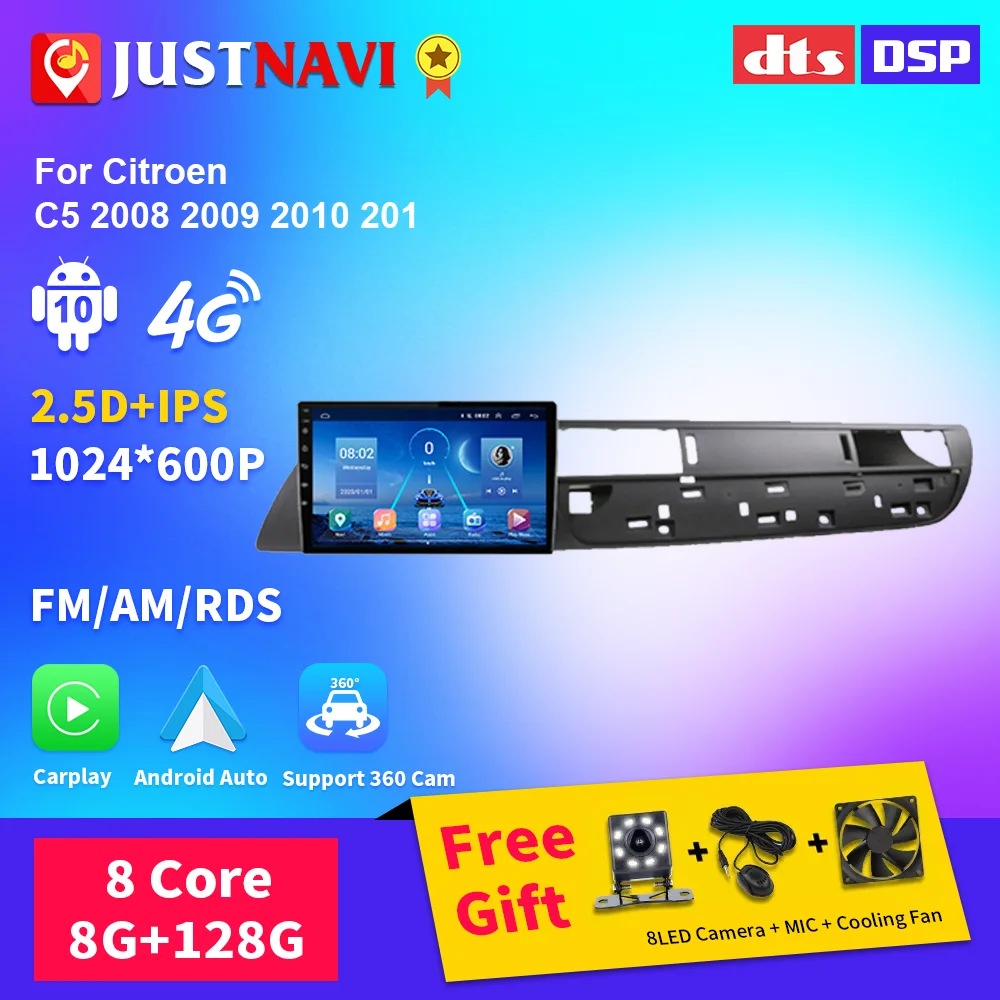 Justnavi Autoradio Per Citroen C5 2008 2009 -2017 Multimedia 2 Din Navigation Carplay Gps Autoradio Stereo Multimedia Player Dvd