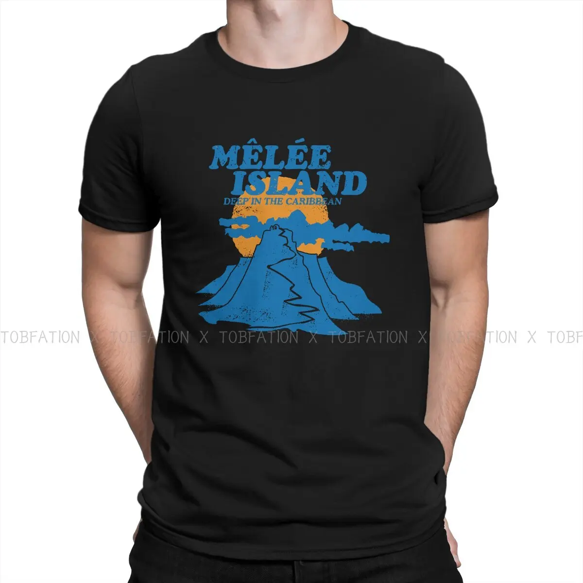 Retro Mountain Sun Tshirt Per Uomo Monkey Island Game Lechuck Elaine Guybrush Top T Shirt Comodo Regalo Creativo Stampato