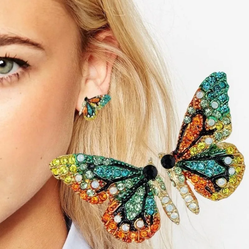 2020 All'Ingrosso Stile Caldo Farfalla Ragazza Cuore Orecchini Farfalla Ali Orecchini Strass Orecchini Selvatici Alla Moda