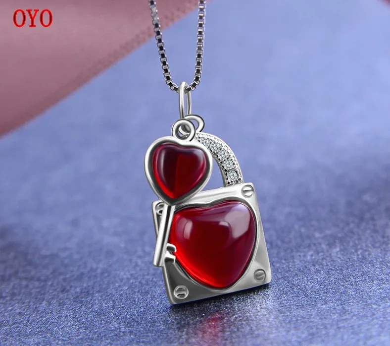 100% S925 Collana In Argento Ciondolo Chiave Cuore Blocco Elegante Temperamento Selvaggio Super Fata Gioielli Moda Ragazza