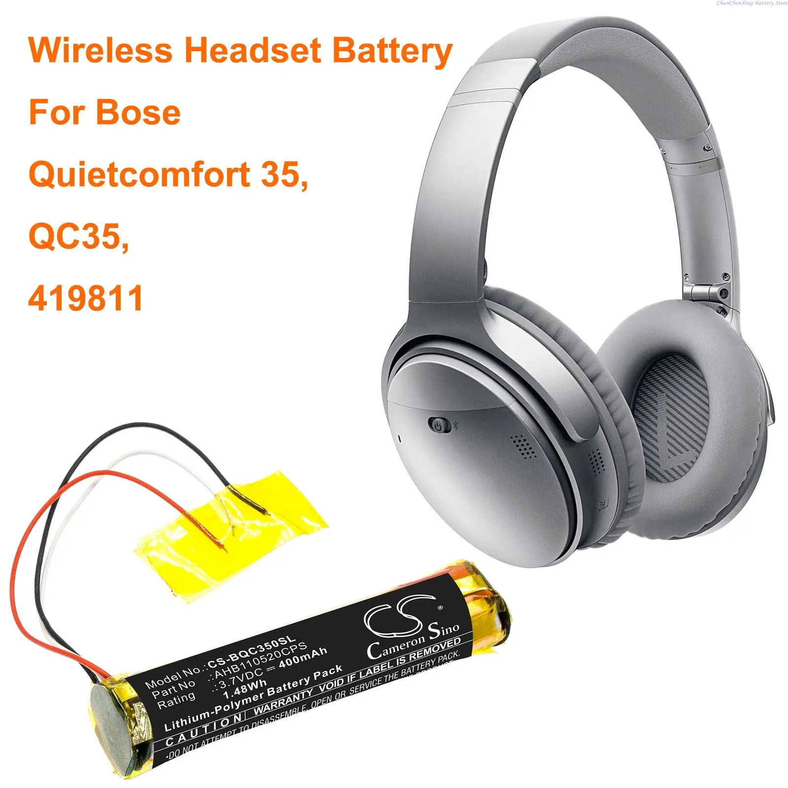 Cameron Sino 400Mah Wireless Headset Battery Muslimah Per Bose 419811, Qc35, Quietcomfort 35