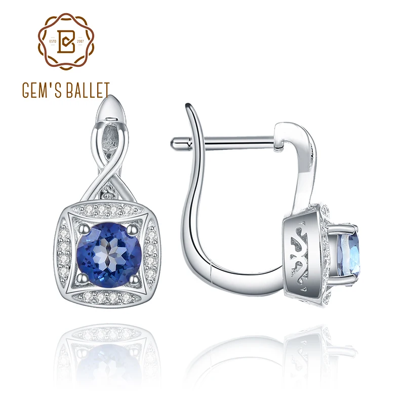 Gem'S Ballet Iolite Blue Mystic Quartz Handmade Infinite Halo Clip Orecchini In Argento Sterling 925 Regalo Per I Suoi Gioielli Al Quarzo