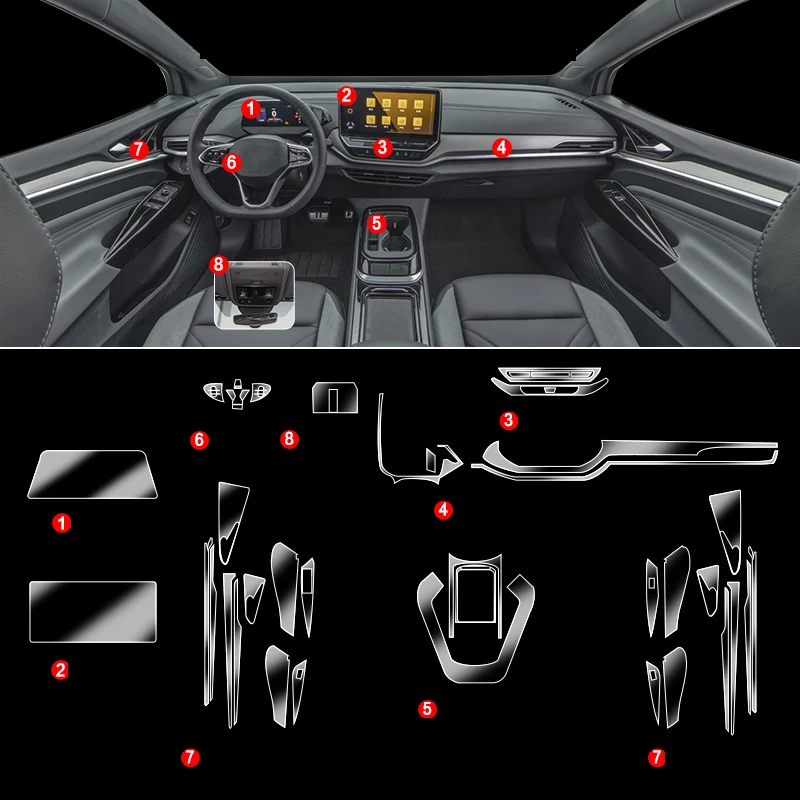 Tpu Per Volkswagen Vw Id.4 Id 4 Id.6 Id 6 Crozz X Pellicola Trasparente Adesivo Per Interni Auto Pannello Di Uscita Della Porta Dell'Ingranaggio Di Co