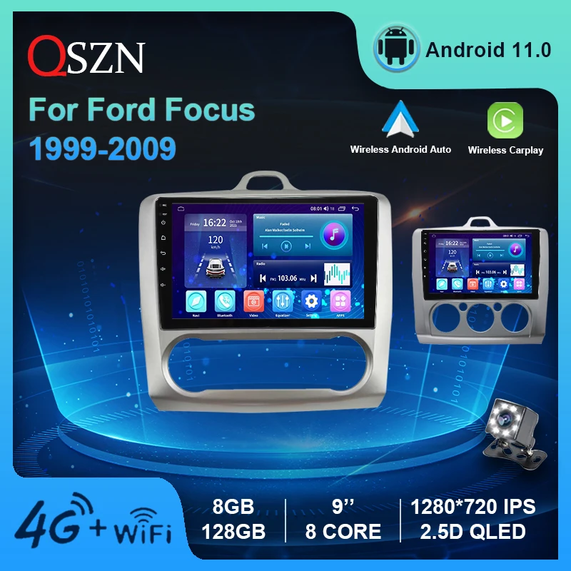 Autoradio Per Ford Focus Mk2 Mk3 1999-2009 Lettore Multimediale Bt Navi Gps Carplay Stereo Dvd Android 11 Ai Voice 8 128G Autoradio