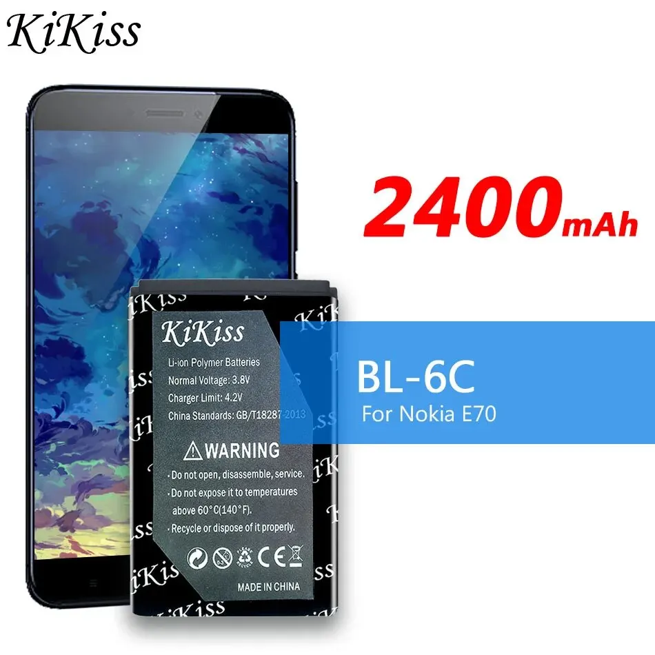 Batteria Kikiss Bl-6C 2400Mah Per Nokia Qda + 2110 2116 2125 2855 2865 6015I 6016I 6019I 6152 6152 6275 E70 6255 Sostituire Bateria