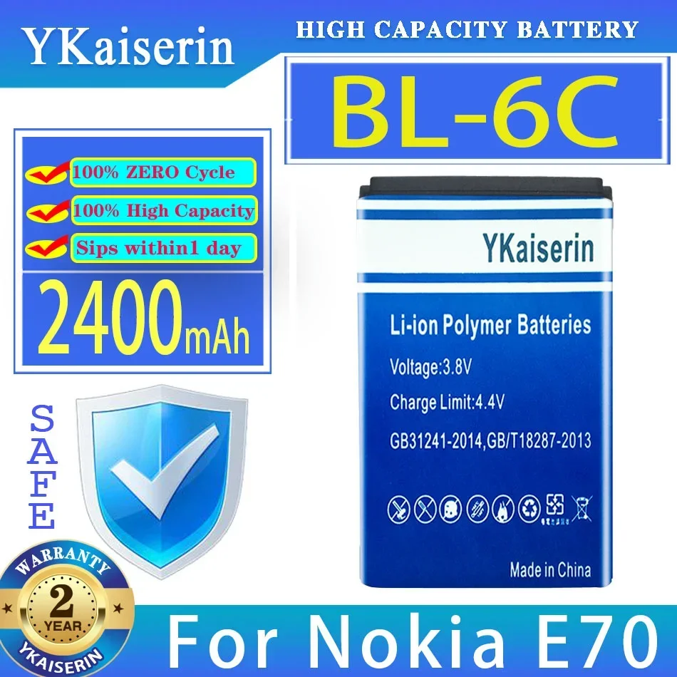 Batteria Ykaiserin Bl-6C Bl6C 2400Mah Per Nokia Qda + 2110 2116 2125 2855 2865 6015I 6016I 6019I 6152 6152 6275 E70 6255 Bateria