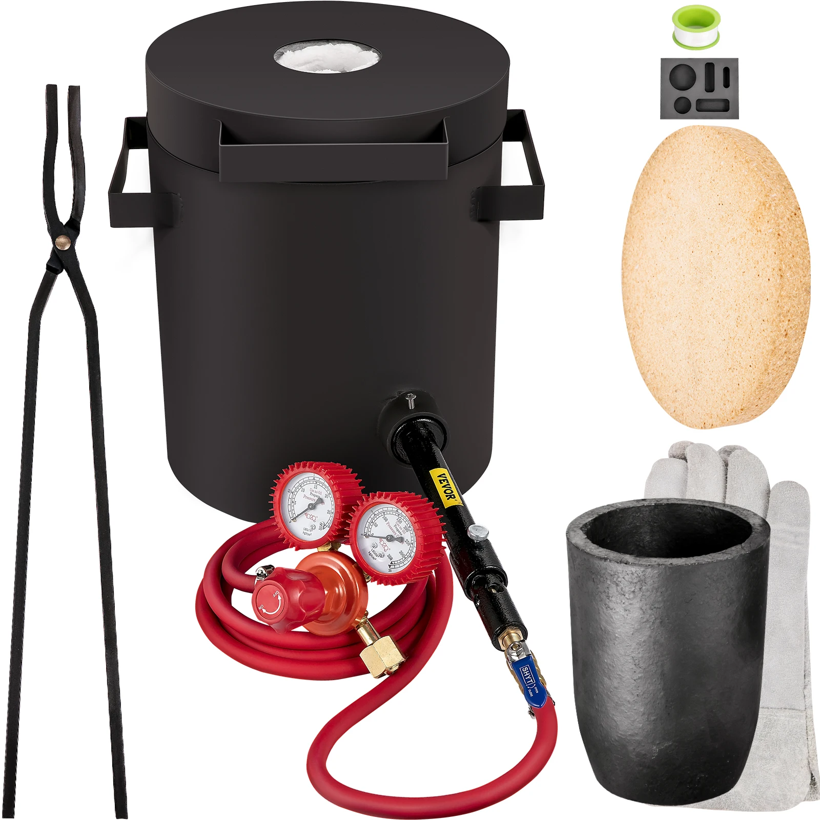 Forno Fusorio Vevor Propano 2/4/5/6/10 Kg Kit Forno Per Fonderia Di Metalli Con Crogiolo E Pinze In Grafite Fusione Fusione Devil Forge