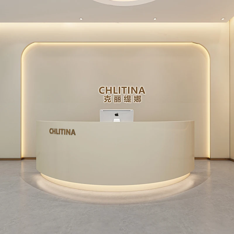 Checkout Bar Reception Front Standing Spa Cash Modern White Reception Beauty Mocador Oficina Commercial Furniture