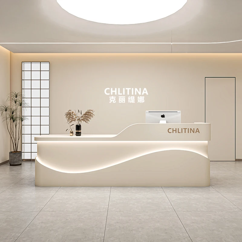 Cassiere Al Dettaglio Reception Front Beautysalon Spa Shopping Moderno Reception Display Mostrador Reception Negozio Mobili