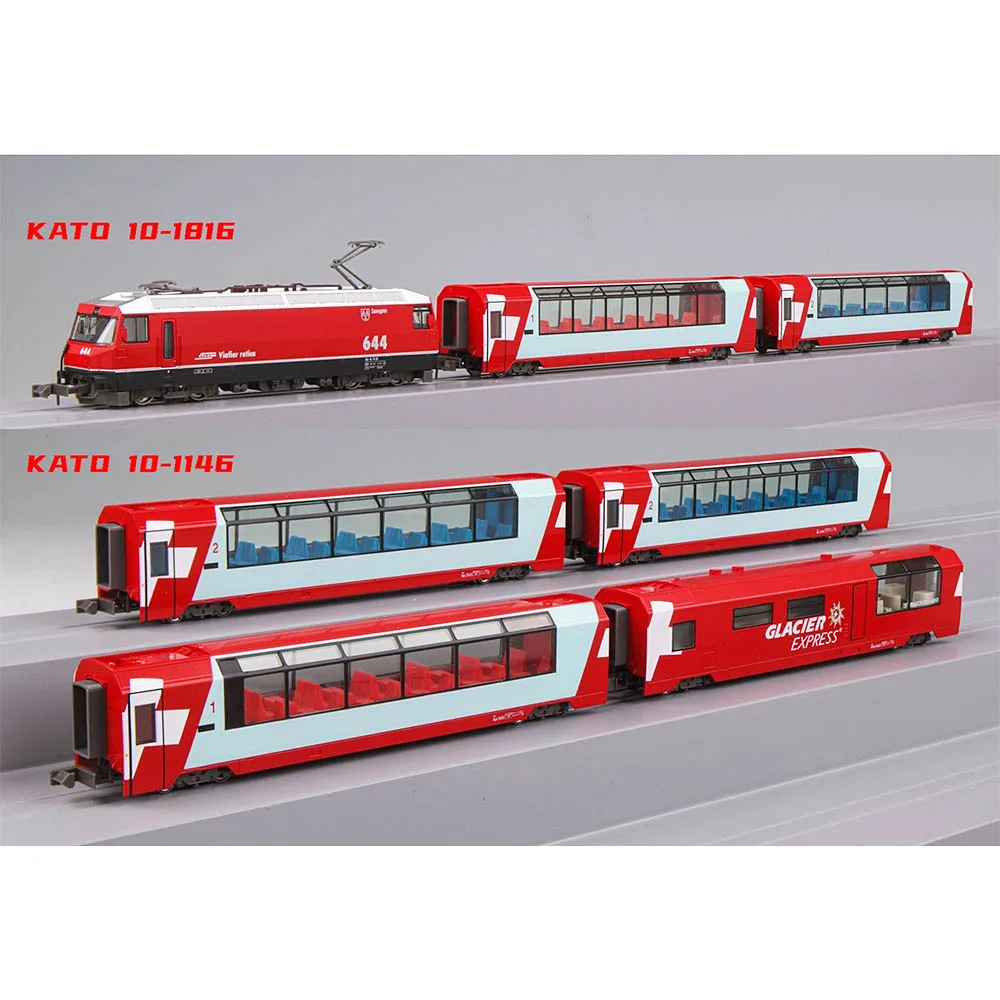 Kato Train Model 10-1816/10-1146 N Scale 1/160 Alps Glacier Express Swiss Train Rail Car Toy Gift