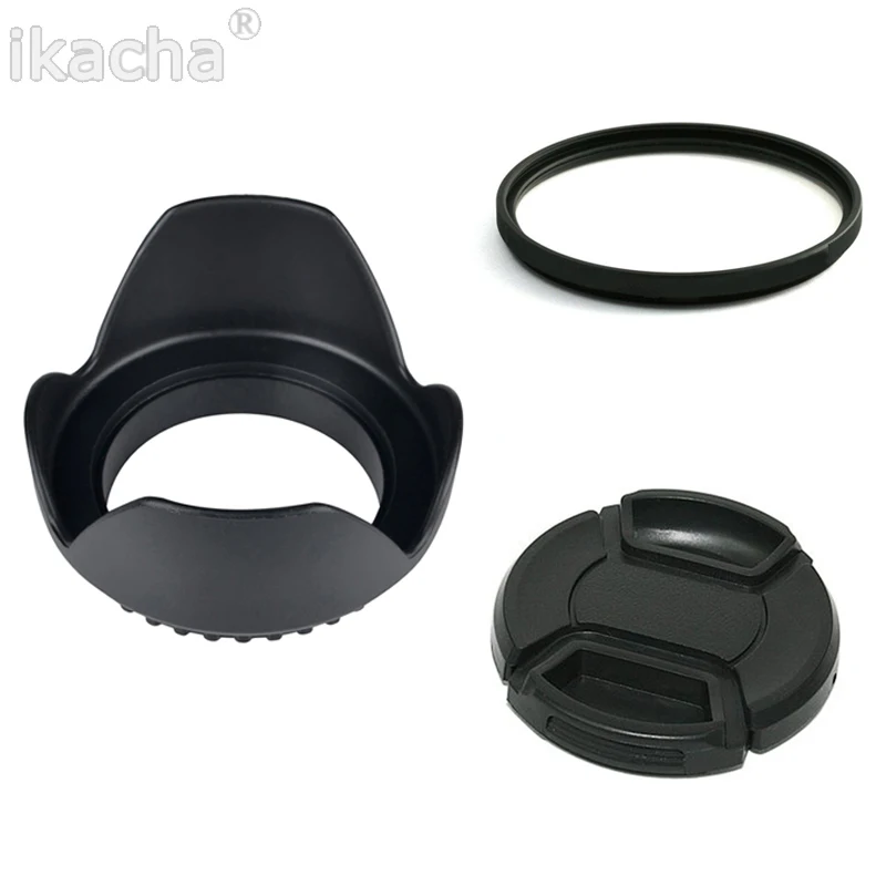 58Mm Fiore Lens Hood + Filtro Uv + 58Mm Lens Cap Per Canon Eos 400D 550D 500D 600D 1100D Nikon D80 D50 D7000 D3100 Ds Dslr