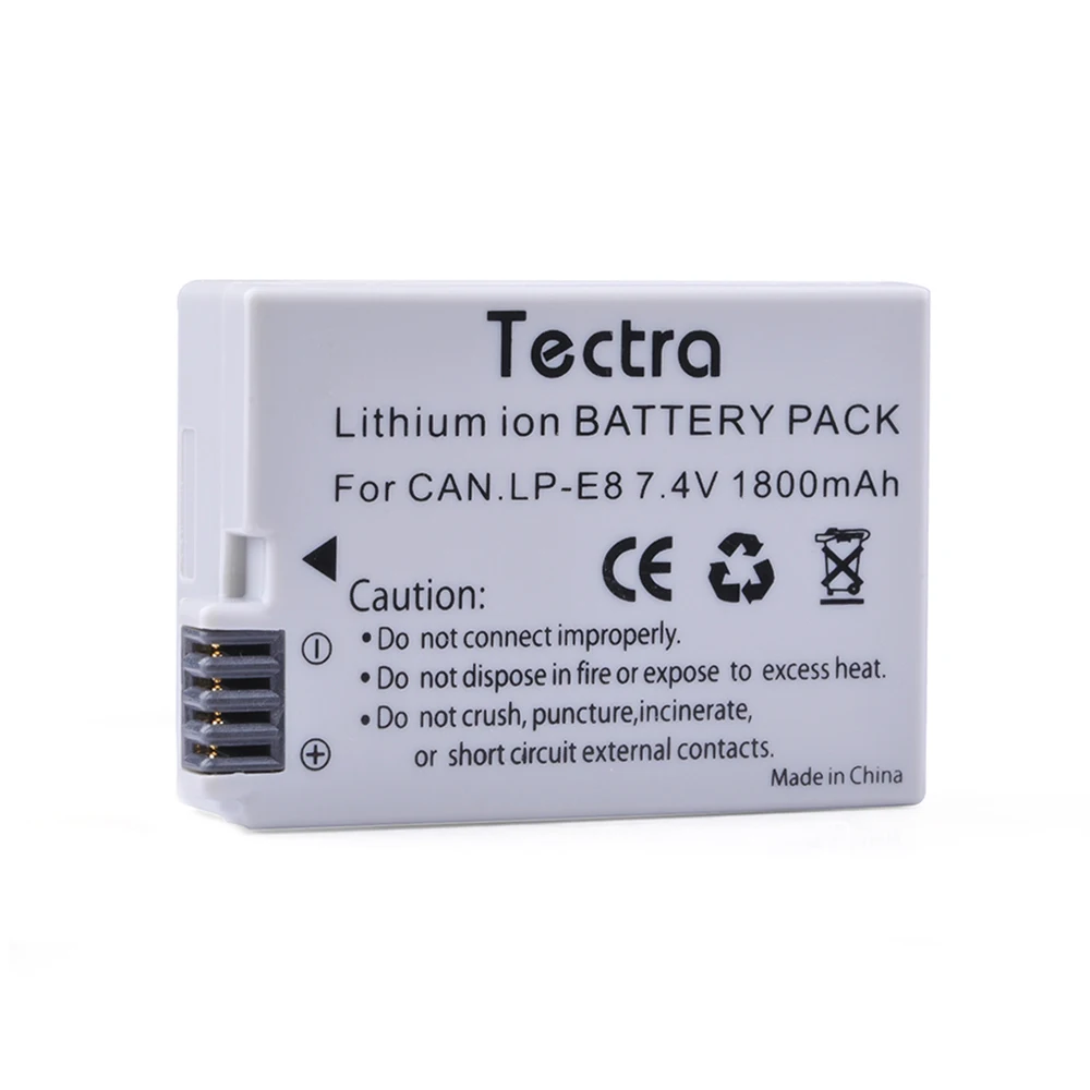 Tectra 1 Pz Lp-E8 Lp E8 Li-Ion Batteria Per Canon Eos 550D 600D 700D Eos Rebel T2I Rebel T3I Rebel T4I Rebel T5I E Bg-E8 Grip