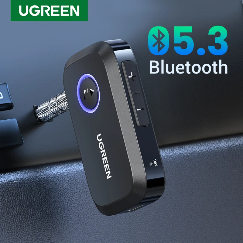 Adattatore Ricevitore Per Auto Bluetooth Ugreen Jack Aux Da 3.5Mm Per Altoparlanti Per Auto Ricevitore Musicale Audio Adattatore Bluetooth 5.3 A Mani 