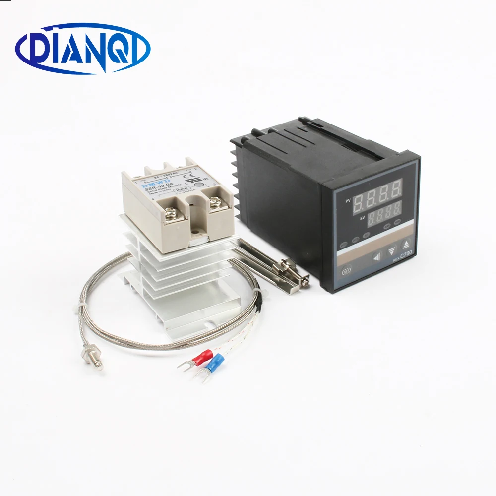 Digital Pid Ac Rex C700 V * Un Regolatore Di Temperatura 0-400C Uscita Ssr M6 Termocoppia Ssr40Da 40A Dissipatore Di Calore Rex-C700 220V