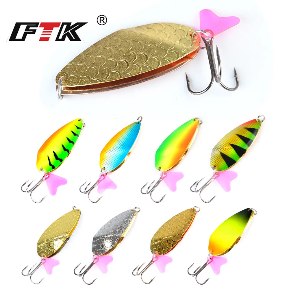 Ftk 1Pc 8 Colori Cucchiaio Esca Da Pesca 25G/30G/35G Con Mustad Treble Hook Bass Crankbait Cucchiaio Manovella Esca Attrezzatura Da Pesca