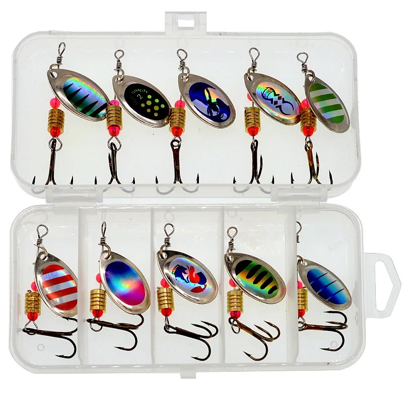 Cucchiaio Di Metallo Spinner Fishing Lure 10Pcs Set Cucchiaio Crankbaits Fishing Wobblers Per Uncinetto Kit Esca Artificiale