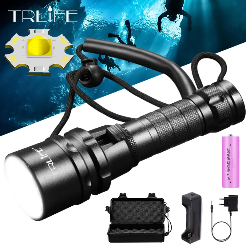Ipx8 Impermeabile Professionale Scuba Diving Light L2 Underwater 200 Meter Led Dive Torcia Diving Camping Lanterna Fishingtorch