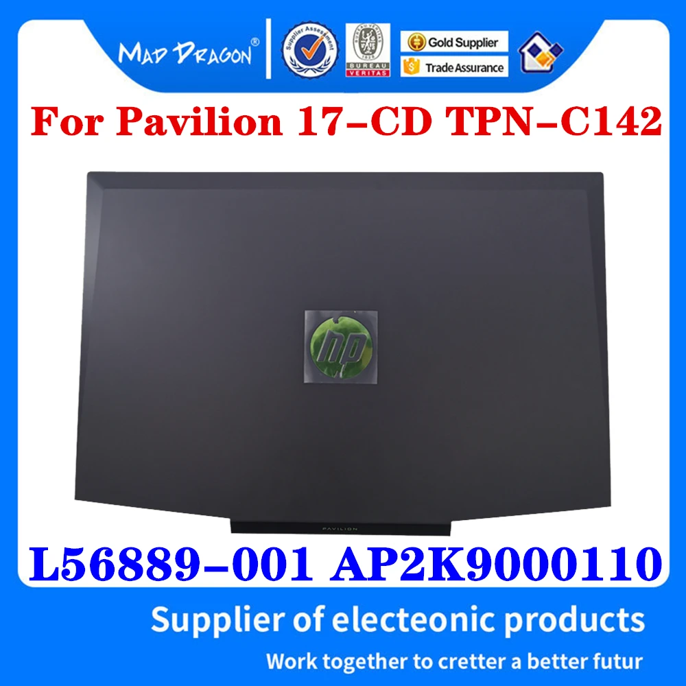 Nuovo L56889-001 Ap2K9000110 Per Hp Pavilion Gaming 17 17-Cd0000 17-Cd Tpn-C142 Cover Posteriore Lcd Per Laptop Nero A Shell Green Logo