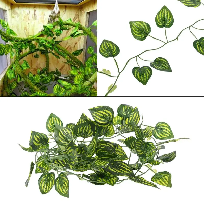 Vite Artificiale Reptile Lucertole Terrario Decorazione Chameleons Salire Resto Piante Foglie