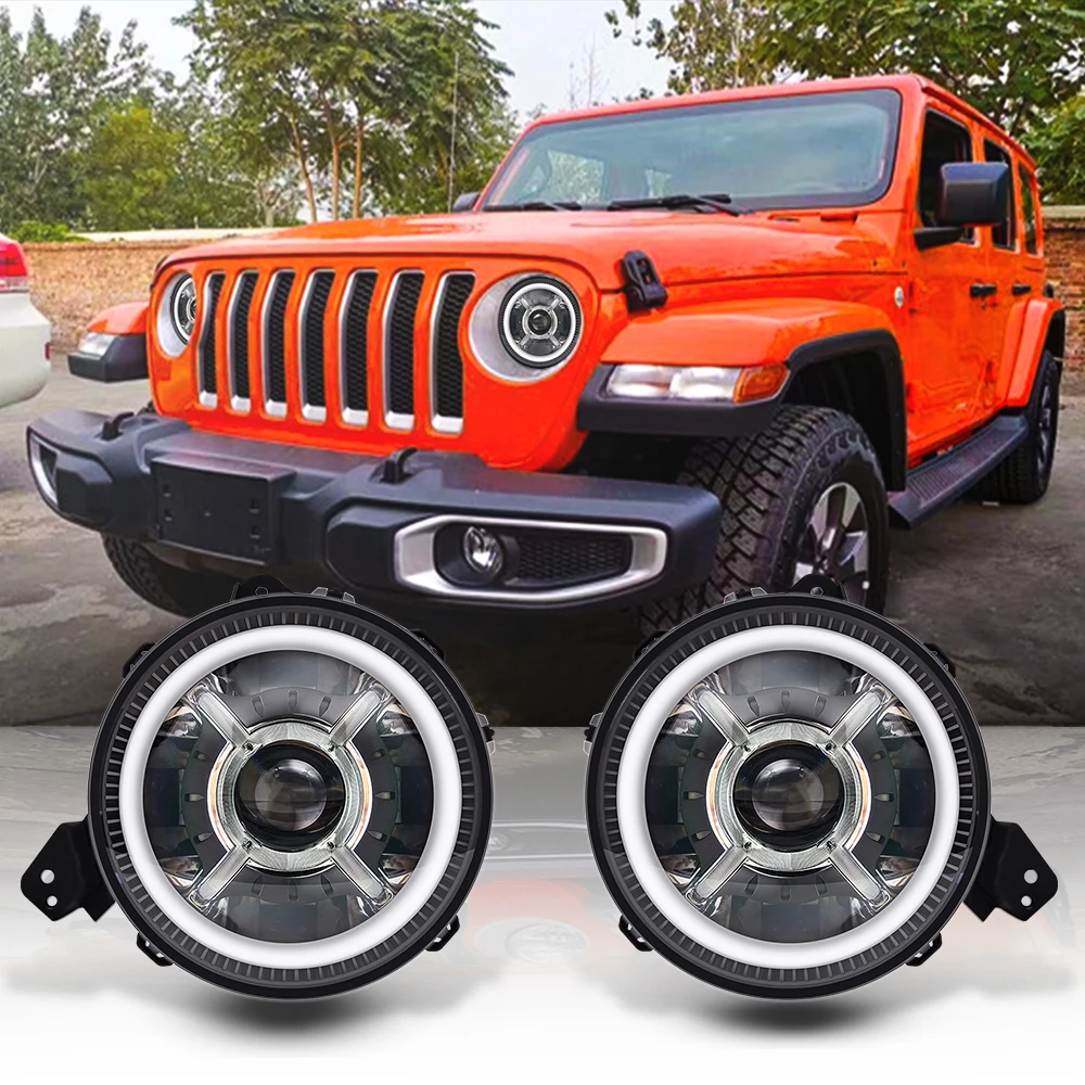 Per Fari Jeep Jl Faro A Led Da 9 Pollici Con Luce Di Marcia Diurna Anabbagliante E Abbagliante Per Jeep Wrangler Jl 2018-2019