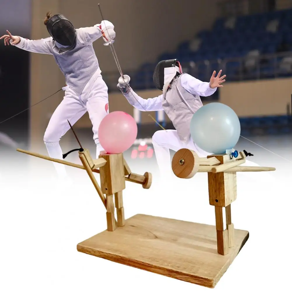 Bamboo Man Battle Game Toy Burr-Free Handmade Facile Da Installare Bots In Legno Battle Game Con Forniture Per Feste Con Testa Di Palloncino